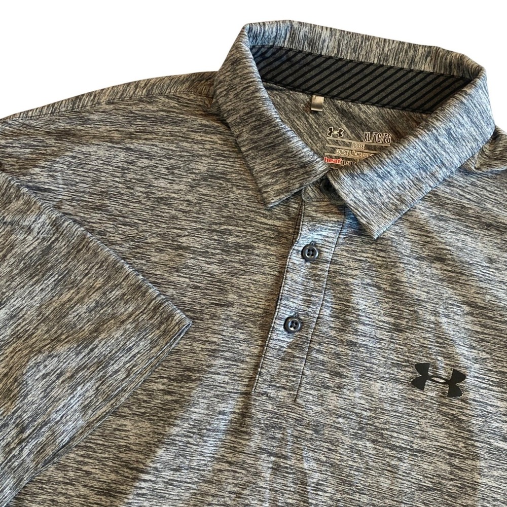 Under Armour Mens XL HeatGear Space Dye Polo Shirt‎ Grey Loose Fit 1242757-008
